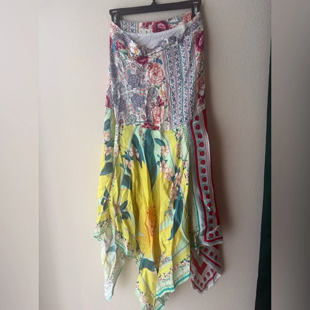 FARM Rio Asymmetrical Floral Skirt - Red, Blue, Yellow - Picture 2 of 3